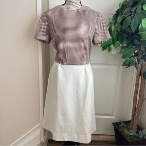 Lady Carol Vintage Midi Short Sleeve Dress Brown Ivory Sz XL